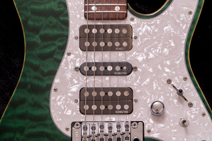 【used】SCHECTER / SD-II-24-AS/R See-Thru Green 2011 3.82kg #SA1102030【TONIQ Yokohama】 【price included SHIPPING & IMPORT TAX & VAT】